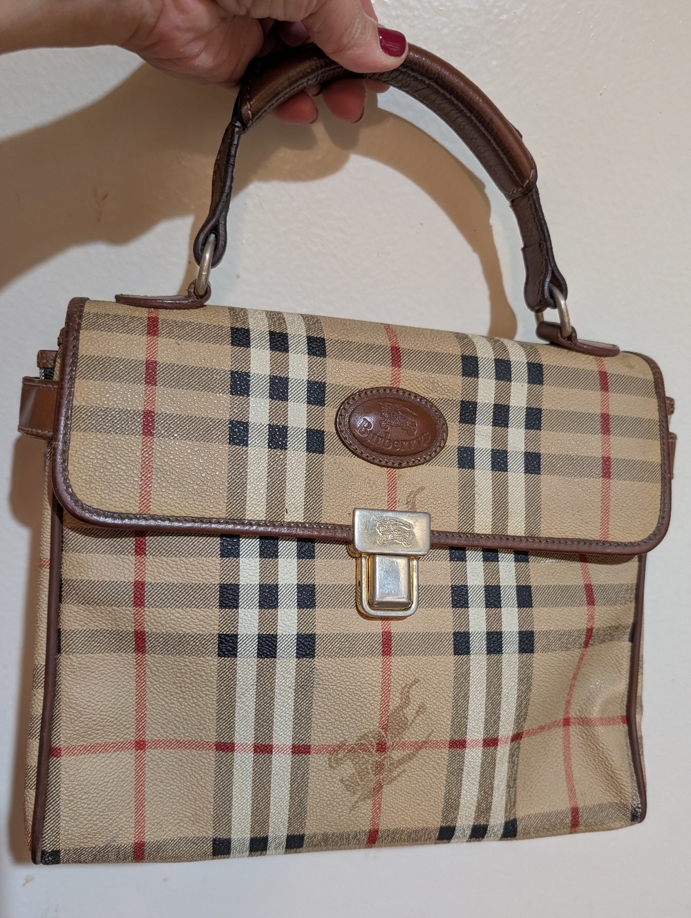 Burberrys Vintage Haymarket Check Bag As Is